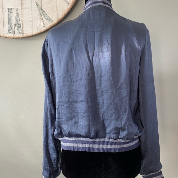 Lucy Paris Satin Bomber Jacket Clara Glitter Striped Medium - Picture 6 of 16